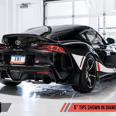 AWE Resonated Touring Edition Exhaust for A90 Supra - 5" Diamond Black Tips