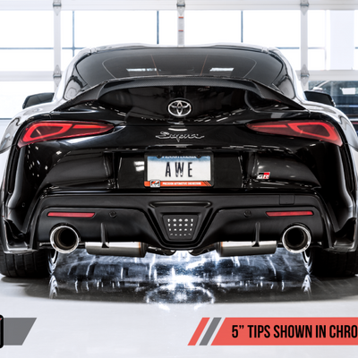 AWE Non-Resonated Touring Edition Exhaust for A90 Supra - 5" Chrome Silver Tips