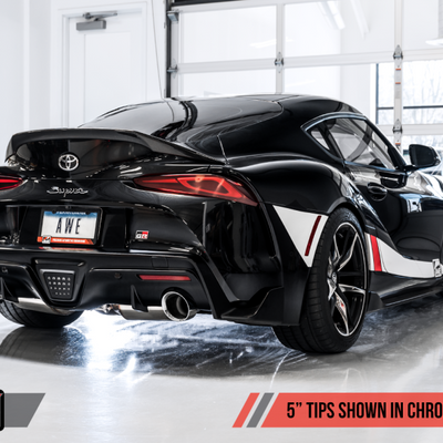AWE Non-Resonated Touring Edition Exhaust for A90 Supra - 5" Chrome Silver Tips